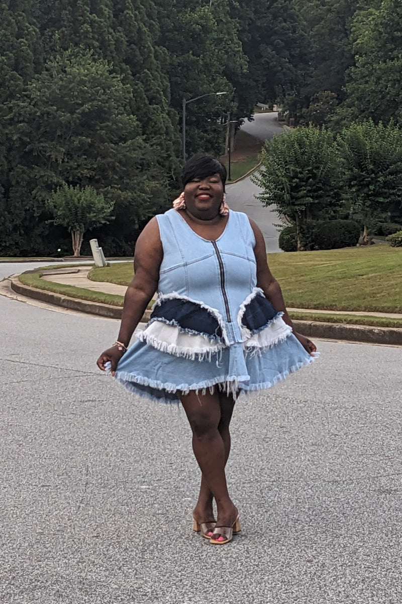 Denim Tiers Dress 

 

Model is wearing a 2x